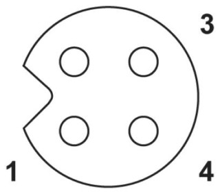 Схематический чертеж, Расположение контактов гнездового разъема М5, 3 контакта, вид со стороны гнездовой части