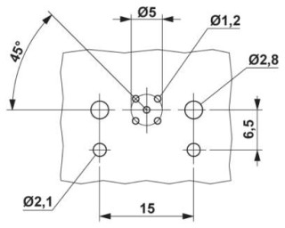 Схема расположения отверстий, Встраиваемый соединитель M12