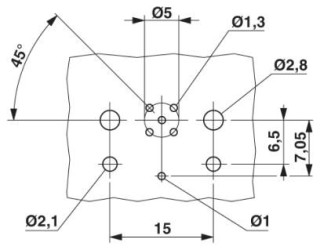 Схема расположения отверстий, Встраиваемый соединитель M12