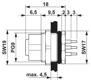 Чертеж, Встраиваемый соединитель M12