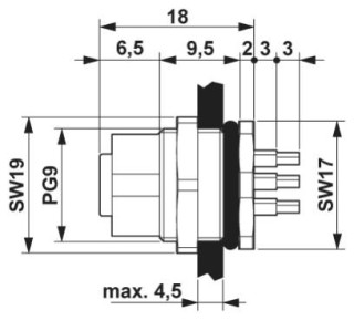 Чертеж, Встраиваемый соединитель M12