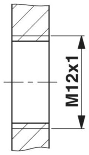 Чертеж, Отверстие в стенке под крепежную резьбу M12, монтажная стенка с резьбовым отверстием