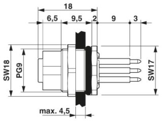 Чертеж, Встраиваемый соединитель M12