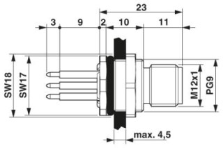 Чертеж, Встраиваемый соединитель M12