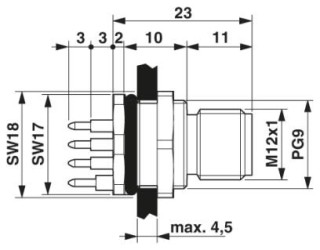 Чертеж, Встраиваемый соединитель M12