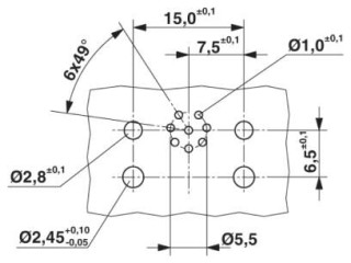 Схема расположения отверстий, Встраиваемый соединитель M12