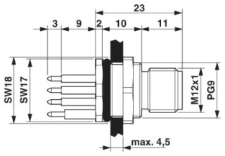 Чертеж, Встраиваемый штекер M12 SPEEDCON