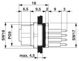 Чертеж, Встраиваемое гнездо M12 SPEEDCON