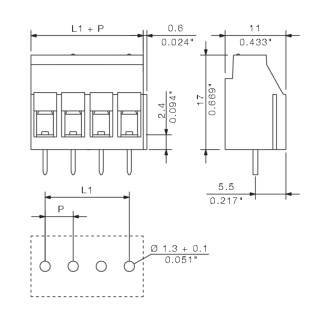 LL 5.08/03/90 3.2SN GY BX Соединитель электрич