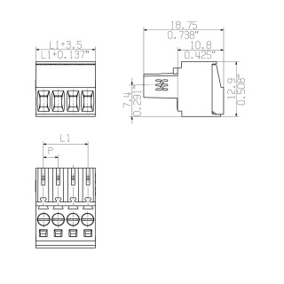 BL 3.50/03/180 SN BK BX PRT PCB разъемы с шагом меньше 5 MM для сиг