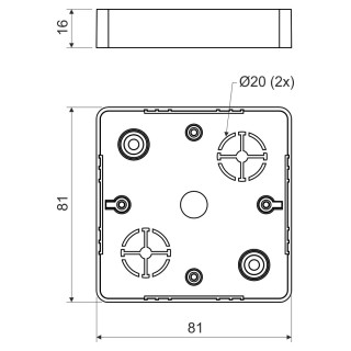 Коробка распределительная для о/п LK 80R / 1 (HB) 81х81х16 мм