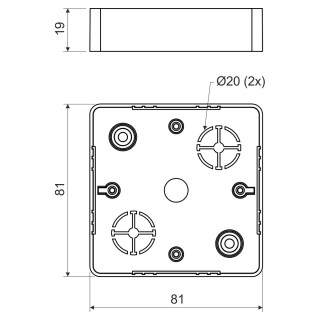 Коробка распределительная для о/п LK 80X20R / 1 (HB) 81х81х19 мм