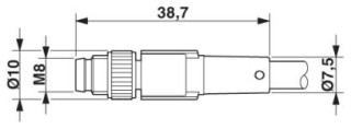 SAC-3P-M 8MS/1,5-PUR/4P-M12FS