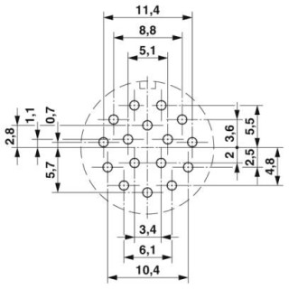 Схема расположения отверстий, 16-конт.