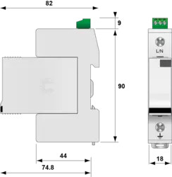 УЗИП Тип 1+2+3, Схема (1+0), 1 полюс, TN, UN230/UC255 Vac, Iimp=12,5kA, In=20kA, Imax=50kA (дистанционная + визуальная сигнализация)