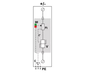УЗИП для постоянного тока UN 75 V UC 85 / DC - AC 60Vac / Iimp 4 kA In 20 ka   - дистанционная сигнализация срабатывания 