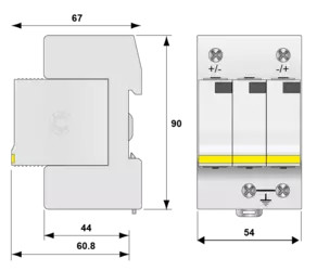 УЗИП тип 2 для ФЭ систем  3х полюсный-  In-15 кА , Imax-40  ФЭ сеть 1200 В DC (сигнализация визуальная )