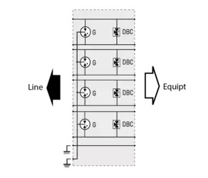УЗИП с разъёмом RJ45 для POE-B/ Сеть POE-B и Gigabit Ethernet, High POE/UN 5Vdc 48Vdc  UC 7.5 Vdc (pin 1.2.3.6) - 60 Vdc (pin 4.5.7.8)
