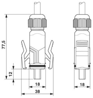 Чертеж, Разъем USB, тип В, IP67