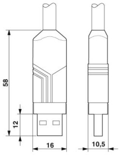 Чертеж, Соединитель USB, тип A, стандартный