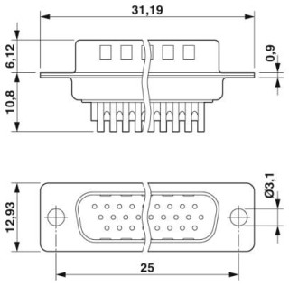 Чертеж, Контактная вставка D-SUB