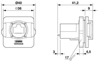 Чертеж, Монтажная рама RJ45, IP67