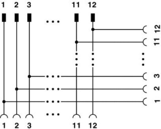 Схематический чертеж, Указание: полюса 9 и 10 соединены перемычкой