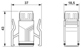 Чертеж, Сальниковый корпус RJ45, степень защиты IP67