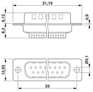 Чертеж, Контактная вставка D-SUB