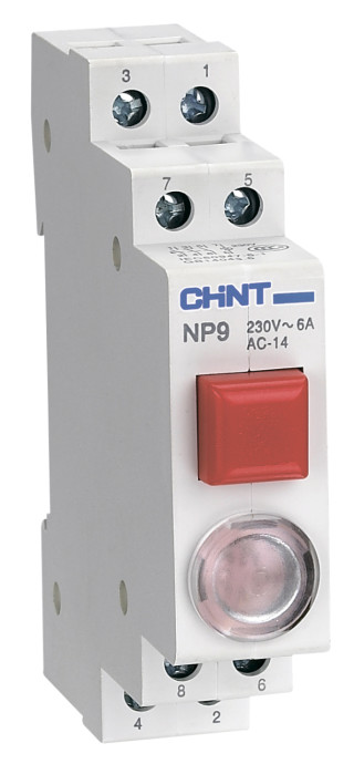 Кнопка модульная NP9-12D3/2 с подсветкой, 1НО+2НЗ, AC/DC230В, красная(R)