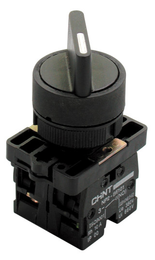Кнопка управления "Грибок" Φ40мм с самовозвратом NP2-BC22 без подсветки черная 1НЗ IP40