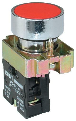 Кнопка управления "Грибок" Φ40мм（2）с самовозвратом NP2-BC42 без подсветки красная 1НЗ IP40
