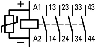 Вспомогательное реле 4А,  управляющее напряжение 48В (DС), контакты 4НО, категория применения AC-15