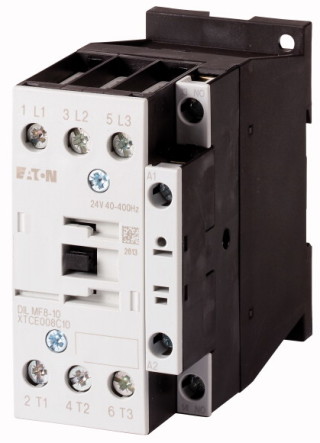 Контактор с электронной катушкой 8А,  управляющее напряжение 24В, 1НО доп. контакт,  категория применения AC-3, AC-4