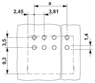 Схема расположения отверстий, *) ≤ 8 полюсов = 1,3 / > 8 полюсов = 1,4