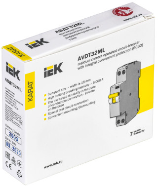 Выключатель автоматический дифференциального тока АВДТ32МL C6 30мА KARAT IEK