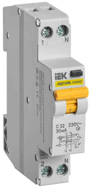 Выключатель автоматический дифференциального тока АВДТ32ML тип A С32 30мА KARAT IEK