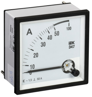 Амперметр аналоговый Э47 50А класс точности 1,5 72х72мм IEK