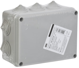 Коробка распаячная КМ41241 для открытой проводки 150х110х70мм IP44 (RAL 7035, 10 гермовводов) IEK