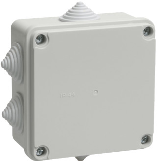 Коробка распаячная КМ41233 для открытой проводки 100х100х50мм IP44 (RAL 7035, 6 гермовводов) IEK