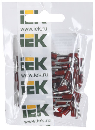 Наконечник-гильза Е 1,0-12 1мм2 с изолированным фланцем темно-красный (100шт/упак) IEK