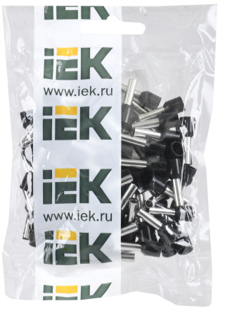 Наконечник-гильза Е 6,0-12 6мм2 с изолированным фланцем черный (100шт/упак) IEK
