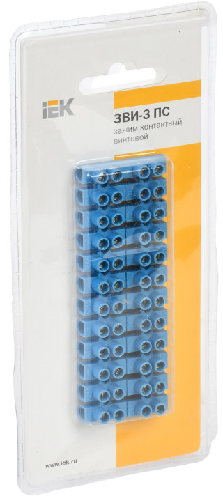 Зажим контактный винтовой ЗВИ-3 н/г 1,0-2,5мм2 синий (2шт/блистер) IEK