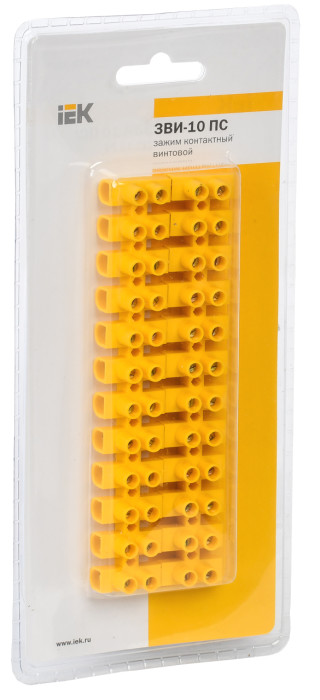 Зажим контактный винтовой ЗВИ-10 н/г 2,5-6мм2 желтый (2шт/блистер) IEK