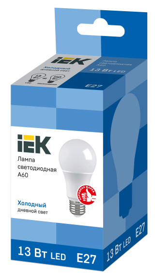 Лампа светодиодная A60 шар 13Вт 230В 6500К E27 IEK
