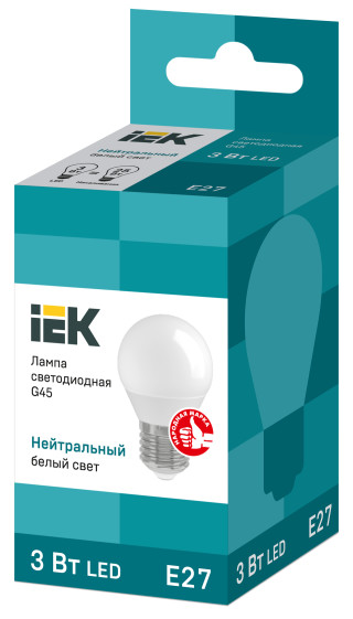 Лампа светодиодная G45 шар 3Вт 230В 4000К E27 IEK