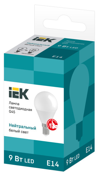 Лампа светодиодная G45 шар 9Вт 230В 4000К E14 IEK