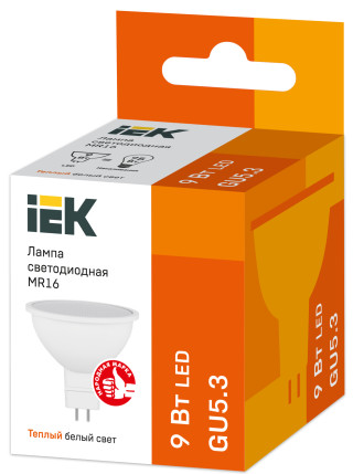 Лампа светодиодная MR16 софит 9Вт 230В 3000К GU5.3 IEK