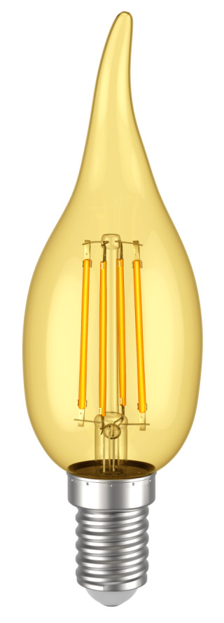 Лампа светодиодная CВ35 свеча на ветру золото 5Вт 230В 2700К E14 серия 360° IEK