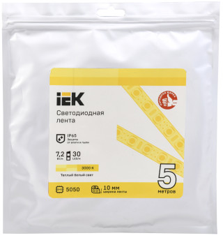 Лента светодиодная 5м LSR-5050WW30-7,2-IP65-12В IEK